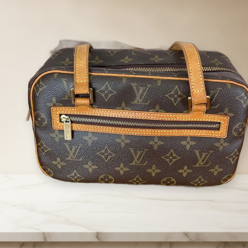 Louis Vuitton Cite Handbag Monogram Canvas Dark Brown Shoulder Bag