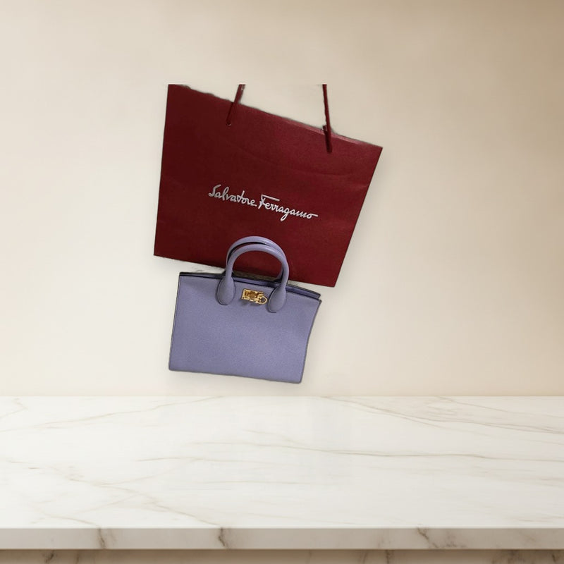 Salvatore Ferragamo Studio Bag Leather Shoulder Bag Lavender