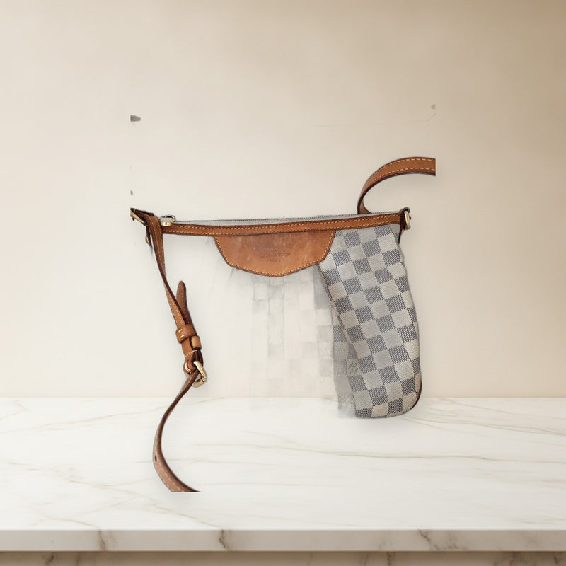 Louis Vuitton Damier Azur Canvas Shoulder Bag Crossbody White