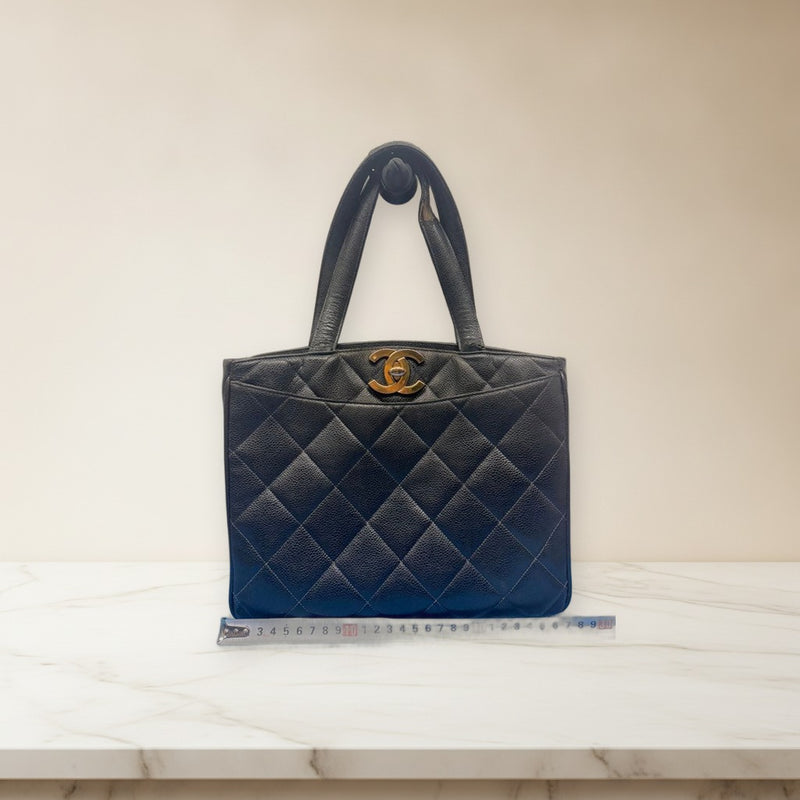 Chanel Matelasse Handbag Leather Black