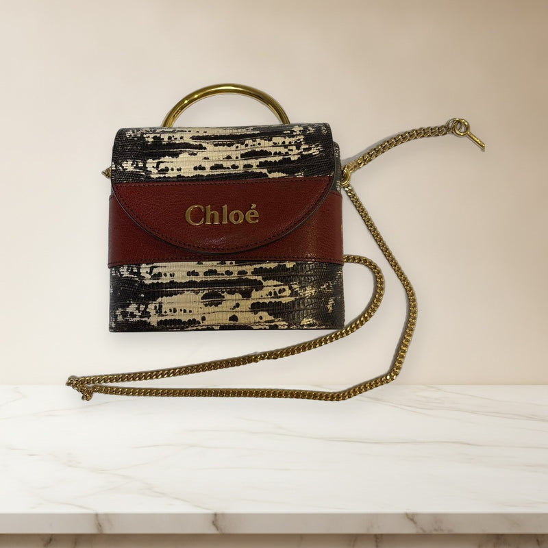 Chloe Aby Lock Handbag Crossbody Shoulder Bag Leather Metal Hardware