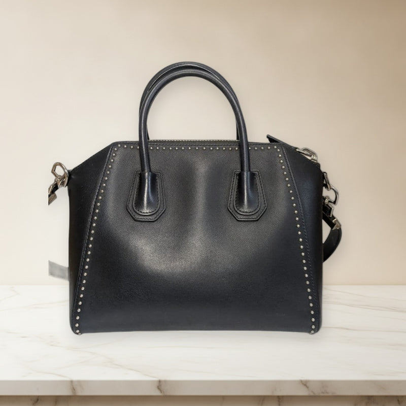 Givenchy Antigona Studded 2-Way Handbag Shoulder Bag Calf Leather Black