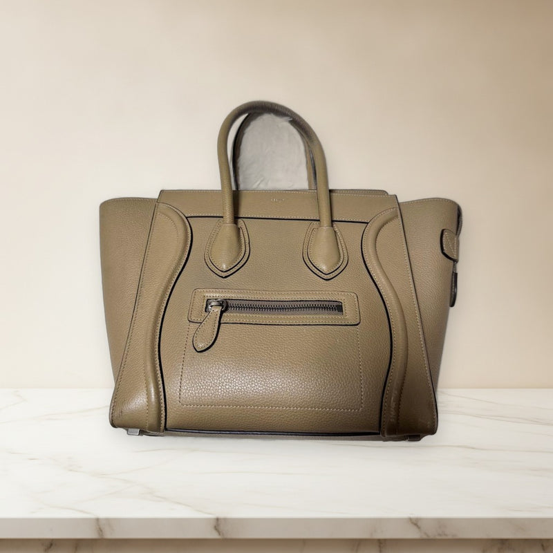 Celine Luggage Micro Handbag Tote Dune Beige Leather