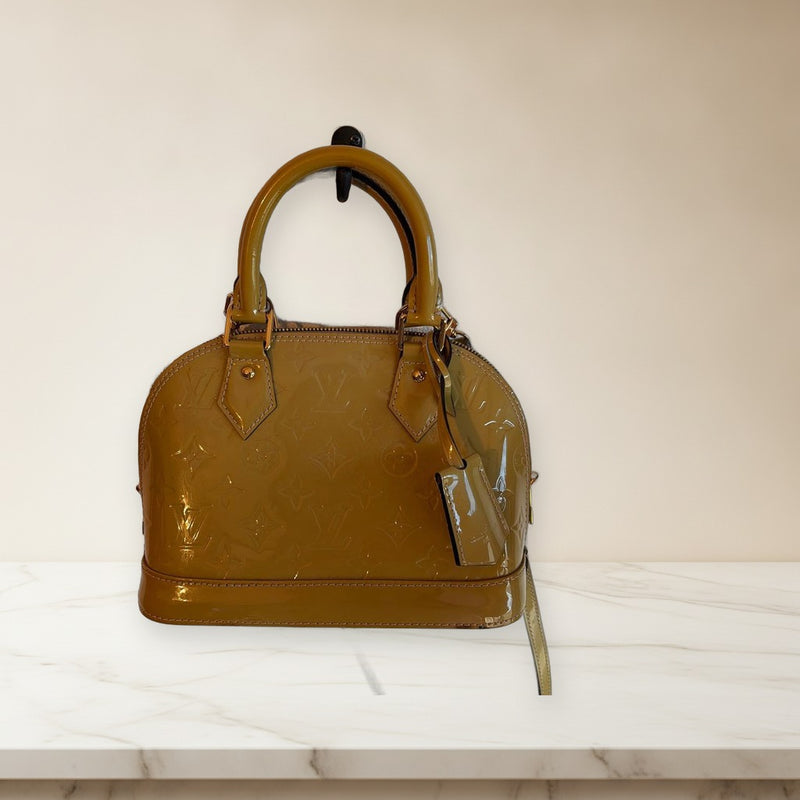 Louis Vuitton Monogram Vernis Alma Bb Handbag Yellow