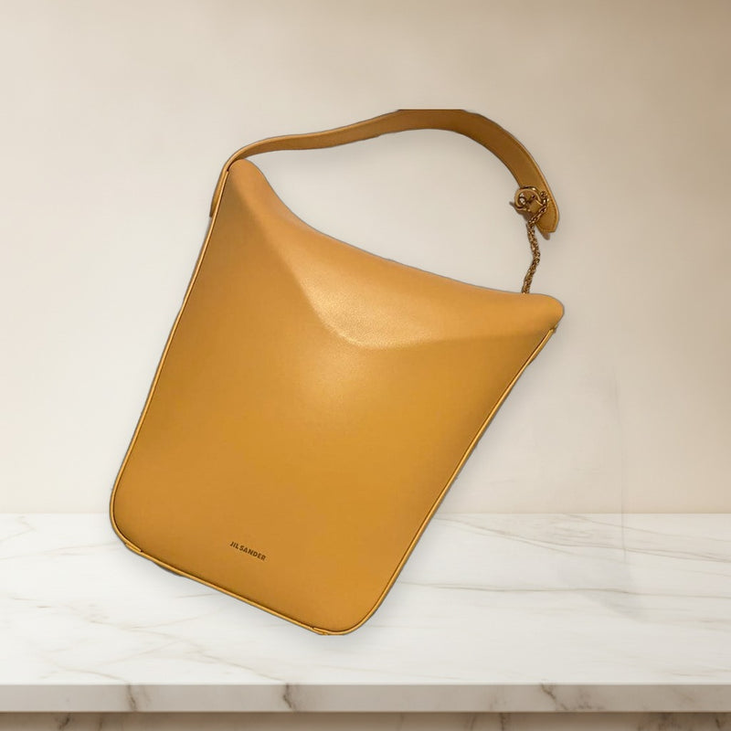 Jil Sander Shoulder Bag Leather Yellow Beige