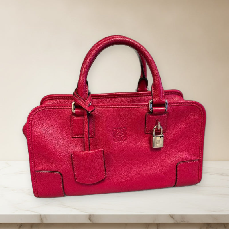 Loewe Amazona 28 Handbag Leather Red Silver Hardware