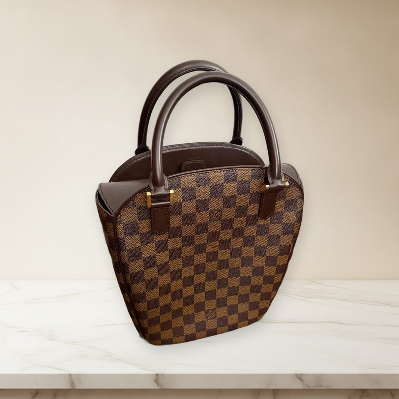 Louis Vuitton Damier Saria Soho Handbag Brown Leather