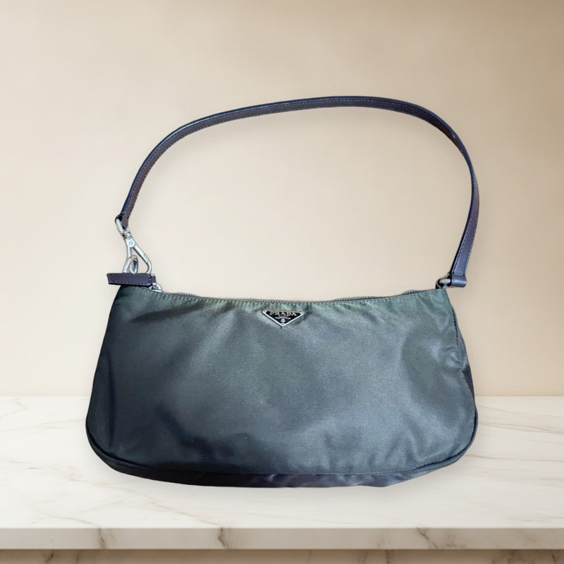 Prada Handbag Shoulder Bag Tote Nylon Olive Green