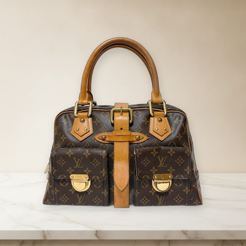 Louis Vuitton Manhattan Gm M40025 Handbag Monogram Pvc Leather Brown