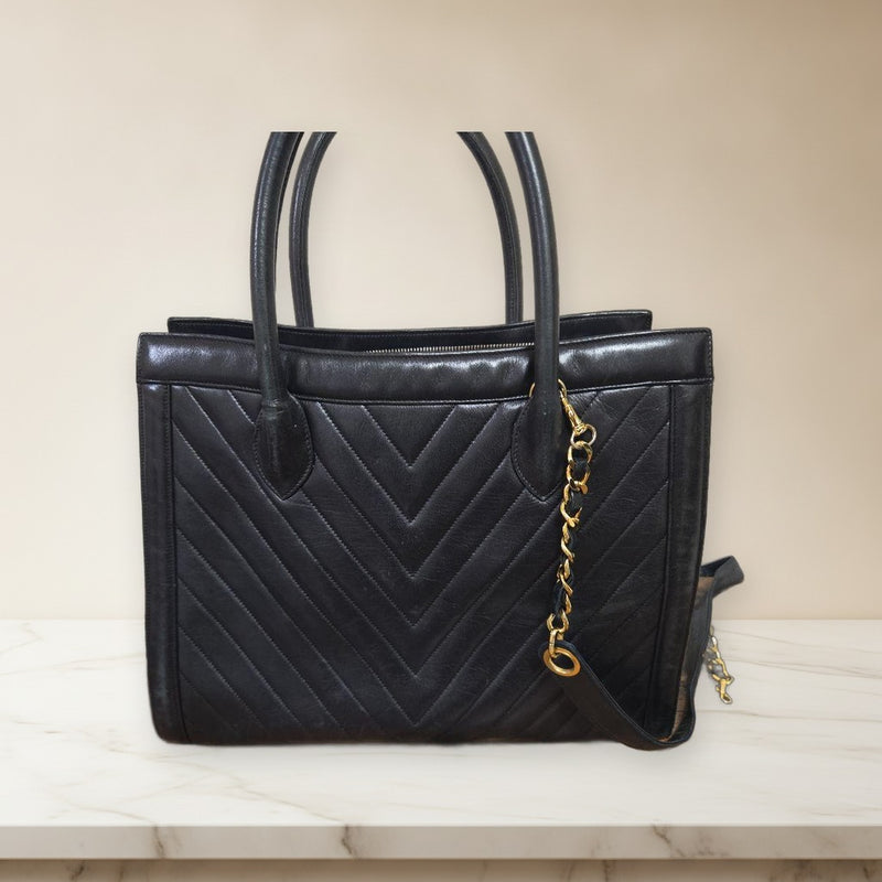 Chanel 2way Bag Shoulder Crossbody Handbag Leather Black