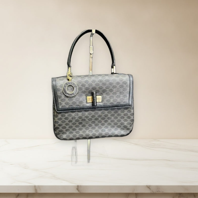 Celine Macadam Pattern Handbag Tote Bag Black
