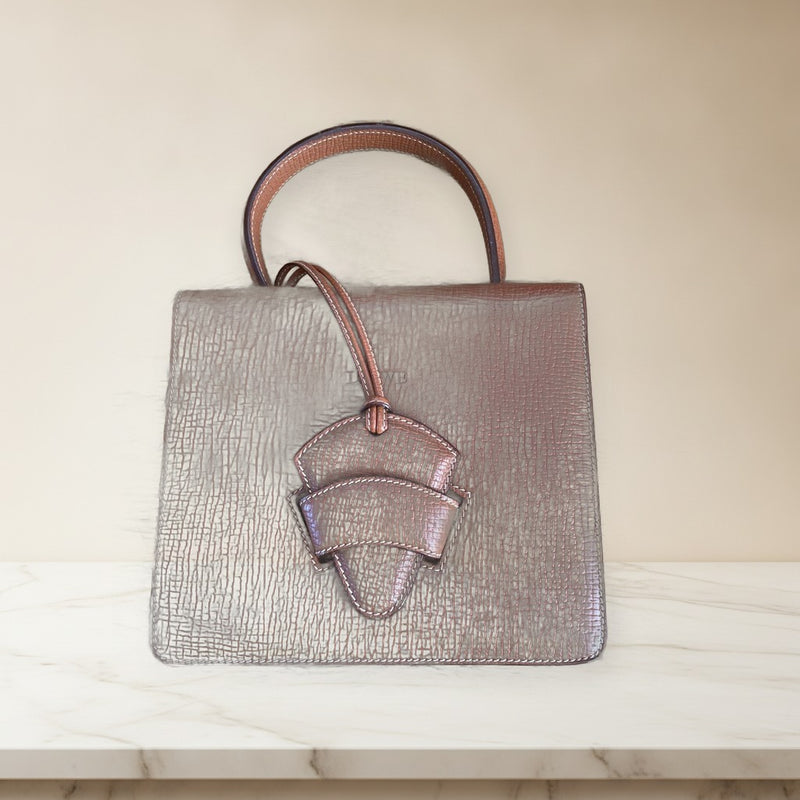Loewe Barcelona Handbag Shoulder Bag Brown Leather Flap Closure