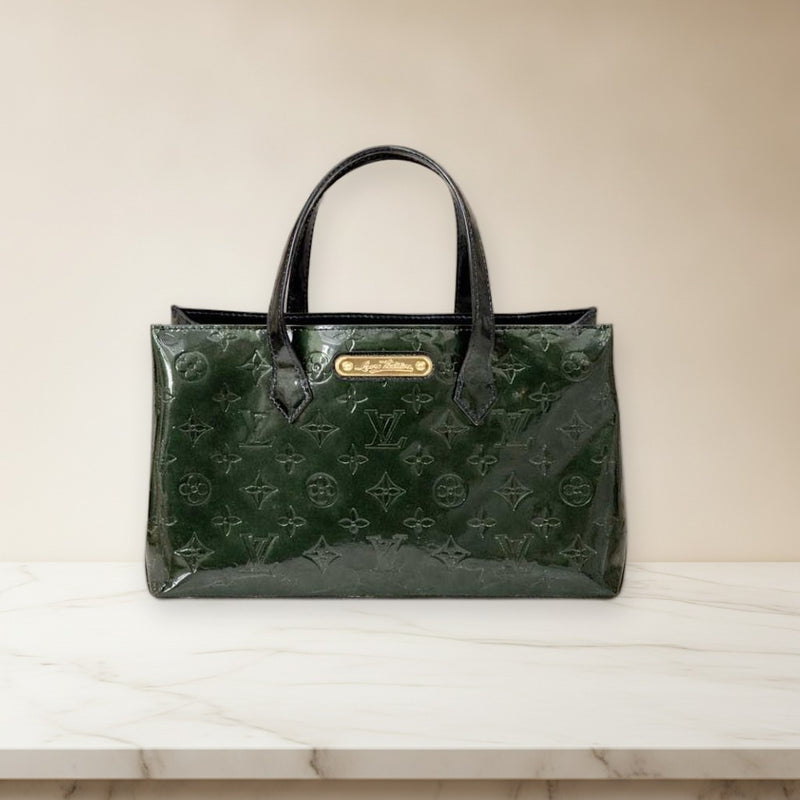Louis Vuitton Wilshire Pm M93684 Handbag Vernis Blue Nuit MI2099