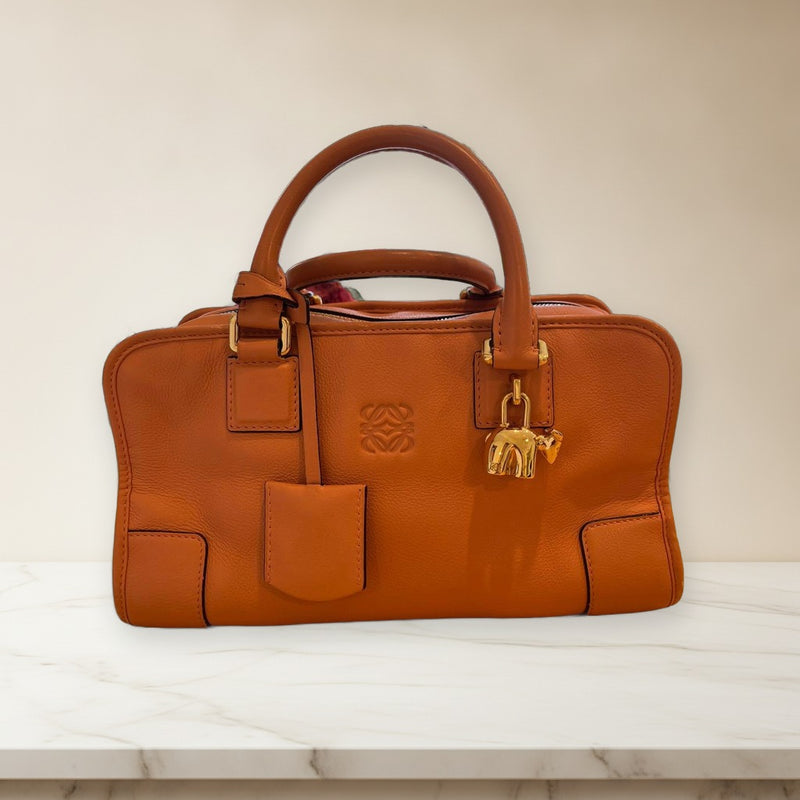 Loewe Amazona 28 Handbag Salmon Pink Leather Silver Hardware