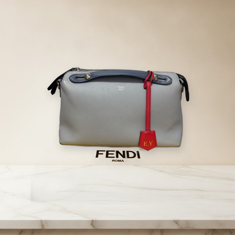 Fendi By The Way Handbag Shoulder Bag Gray Leather