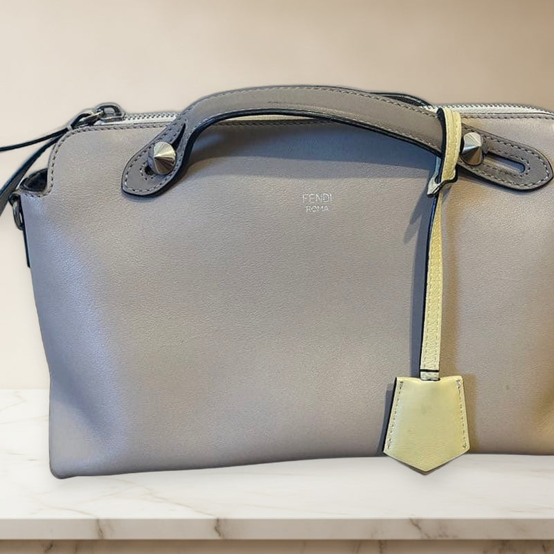 Fendi By The Way Medium Shoulder Bag Handbag Crossbody Leather Beige