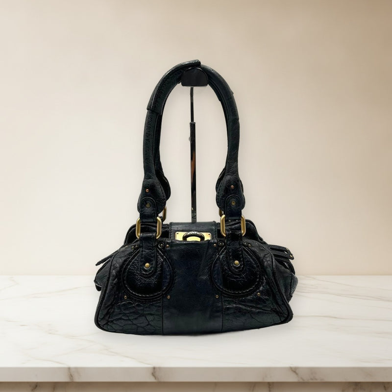 Chloe Mini Paddington 2-Way Handbag Black Leather