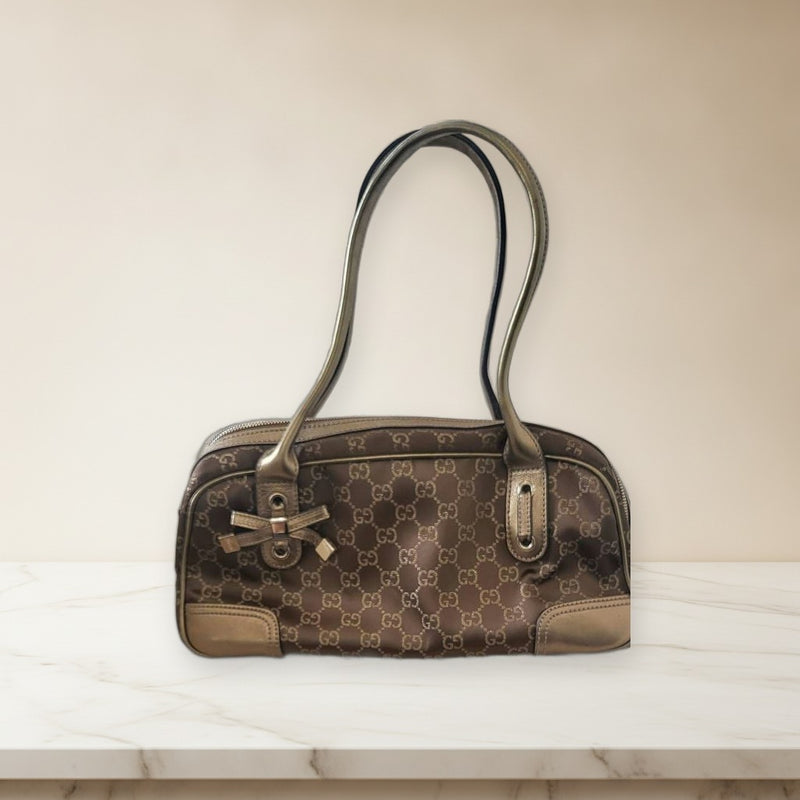 Gucci Gg Mini Boston Handbag Shoulder Bag Leather