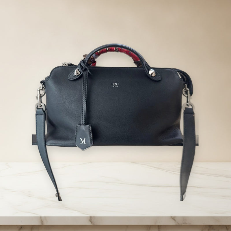 Fendi By The Way Small Handbag Shoulder Bag Crossbody Black Leather