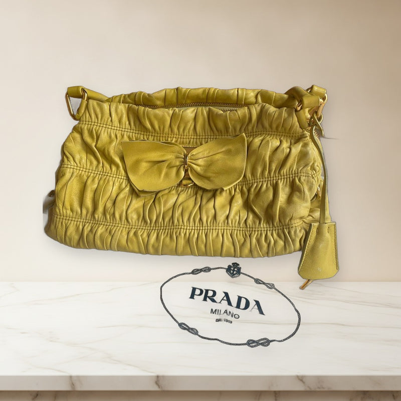 Prada Nappa Gaufre Leather Handbag Polline Shoulder Bag