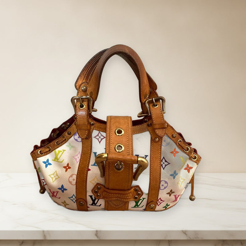 Louis Vuitton Monogram Multicolore Teda Pm M92348 Handbag White Leather