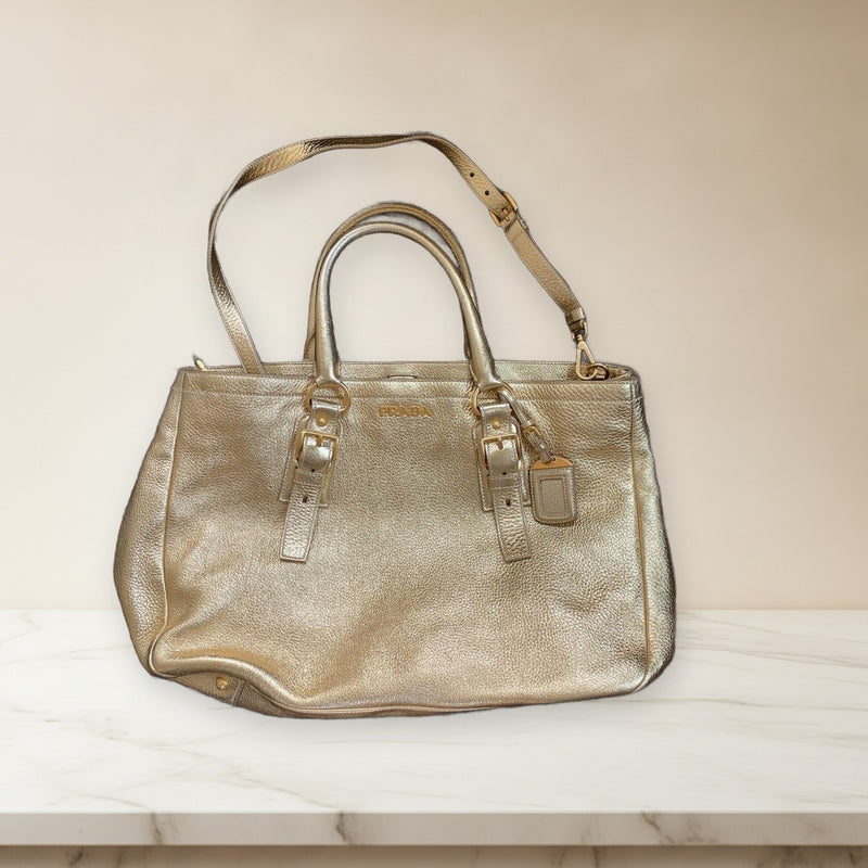 Prada Tote Bag Gold Shoulder Handbag