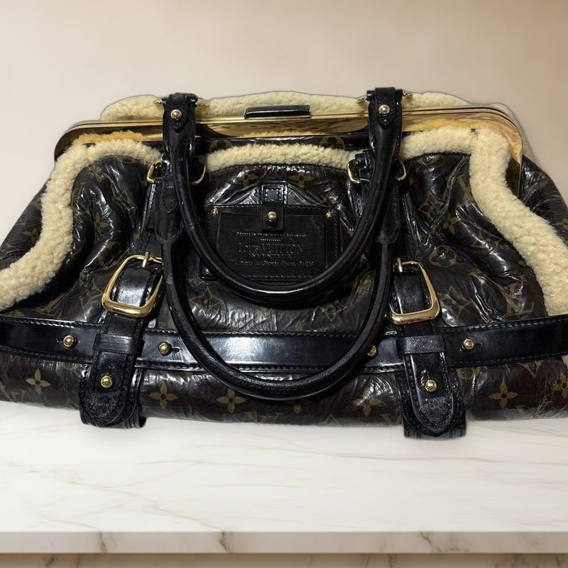 Louis Vuitton Monogram Shearing Storm Marron Handbag Patent Leather Sheepskin