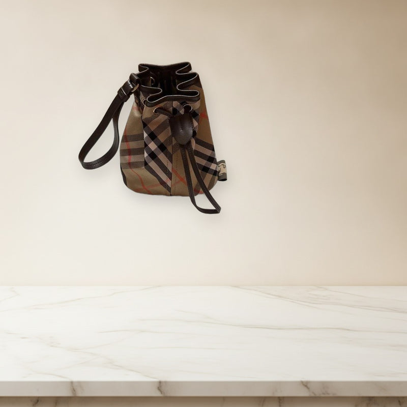 Check Drawstring Pouch Bag