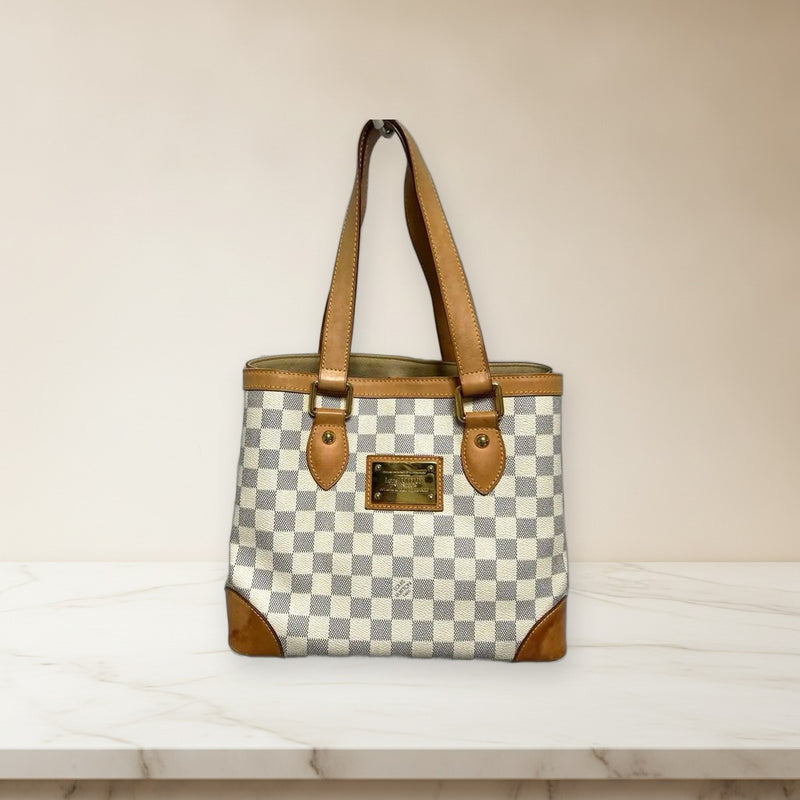 Louis Vuitton Hampstead Pm N51207 Damier Azur Handbag Tote Bag White