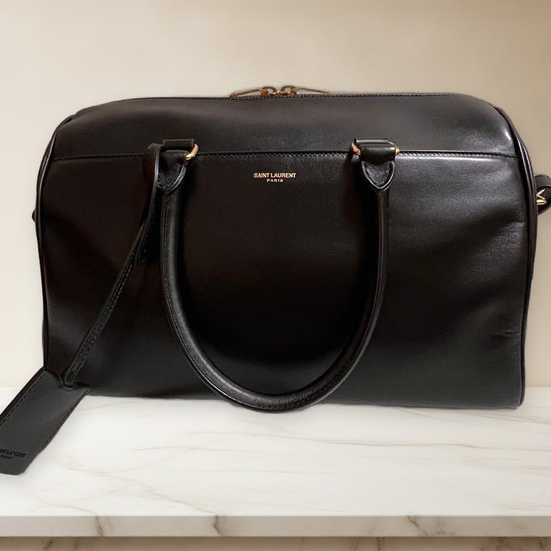 Saint Laurent Duffle Handbag Shoulder Bag Black Cowhide Leather