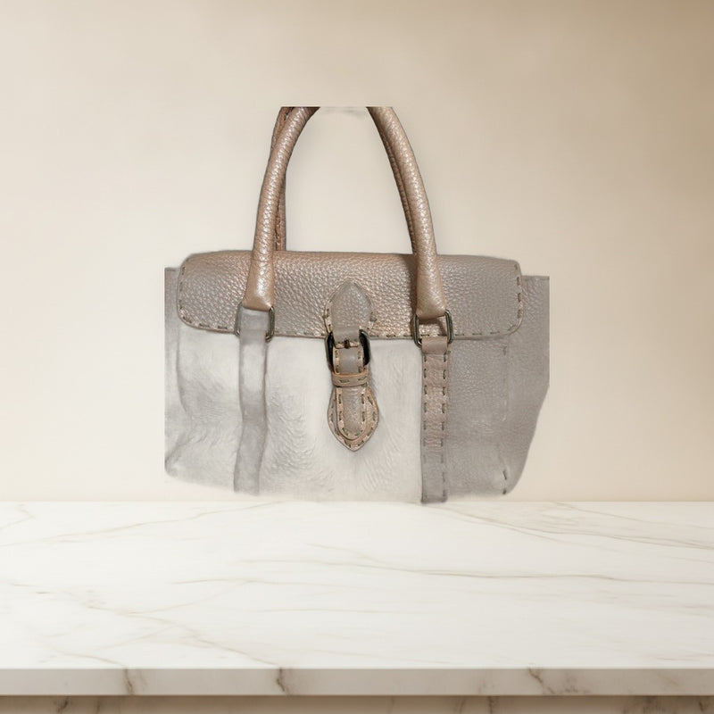 Fendi Mini Linda Selleria Handbag Pink Leather Stitch Design