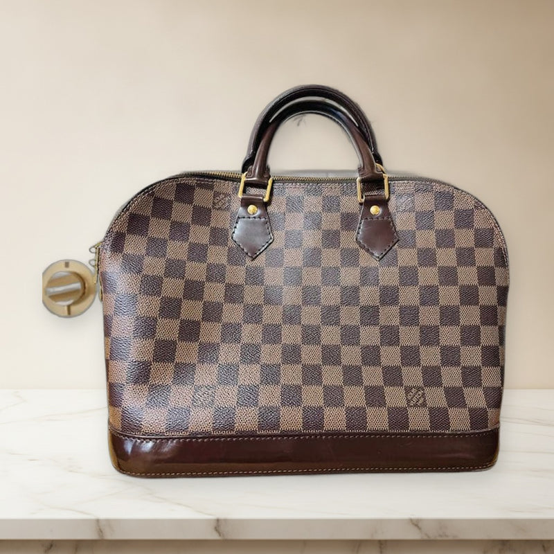 Louis Vuitton Alma N51131 Handbag Damier Ebene Coated Canvas Brown