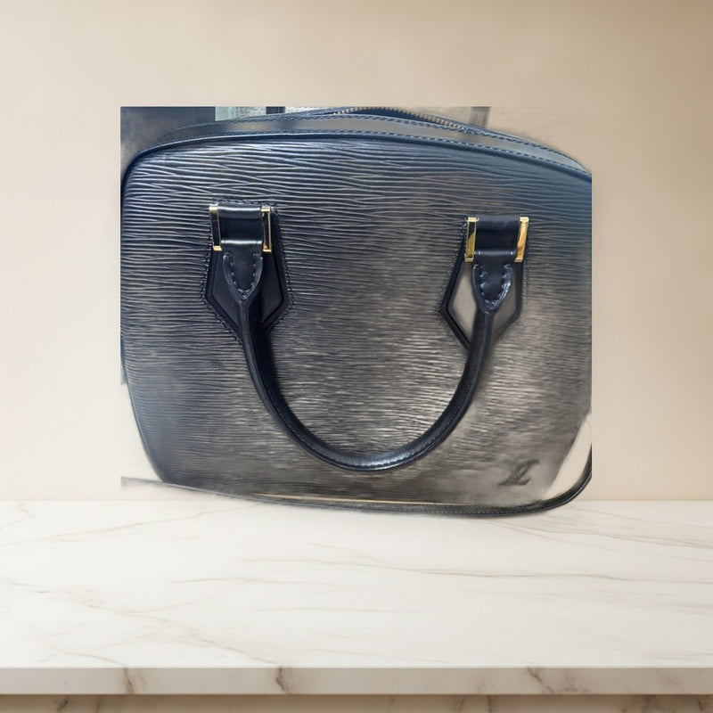 Epi Sablon Noir M52042 Handbag Leather Black Alcantara Gray