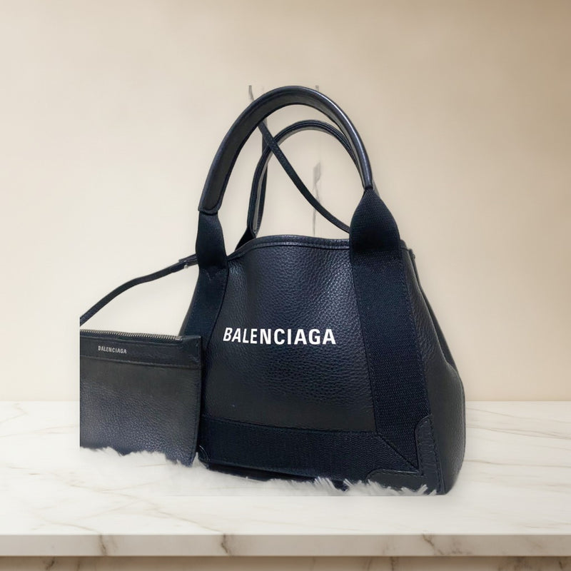 Balenciaga Cabas Xs Handbag Tote Grained Leather Black 2-Way Shoulder Bag