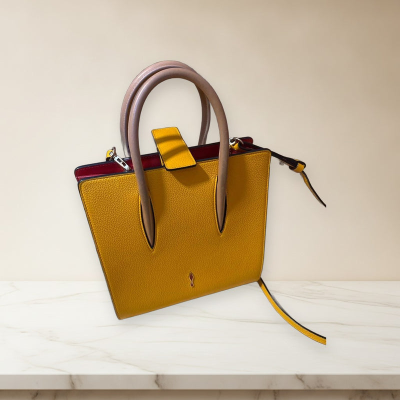 Christian Louboutin Palomas Small 2-Way Handbag Shoulder Bag Yellow Leather