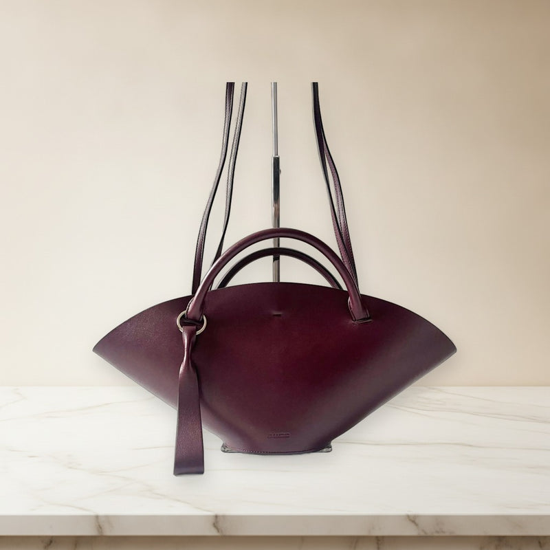 Jil Sander Sombrero Small 2way Handbag Tote Bordeaux Leather