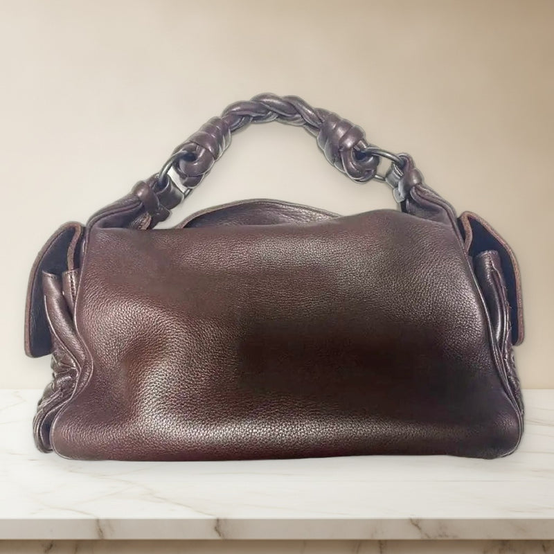 Bottega Veneta Intrecciato Cocker Dog Figurine Leather Dark Brown