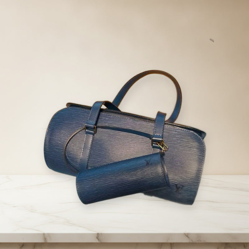 Louis Vuitton Epi Leather Handbag Blue Leather