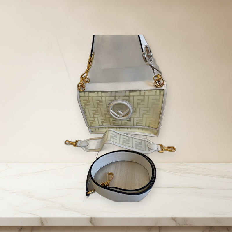 Fendi Kan I F 2-way Shoulder Bag White Leather Pvc