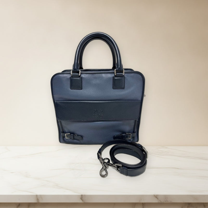 Loewe Cruz 2-Way Handbag Shoulder Bag Leather Blue