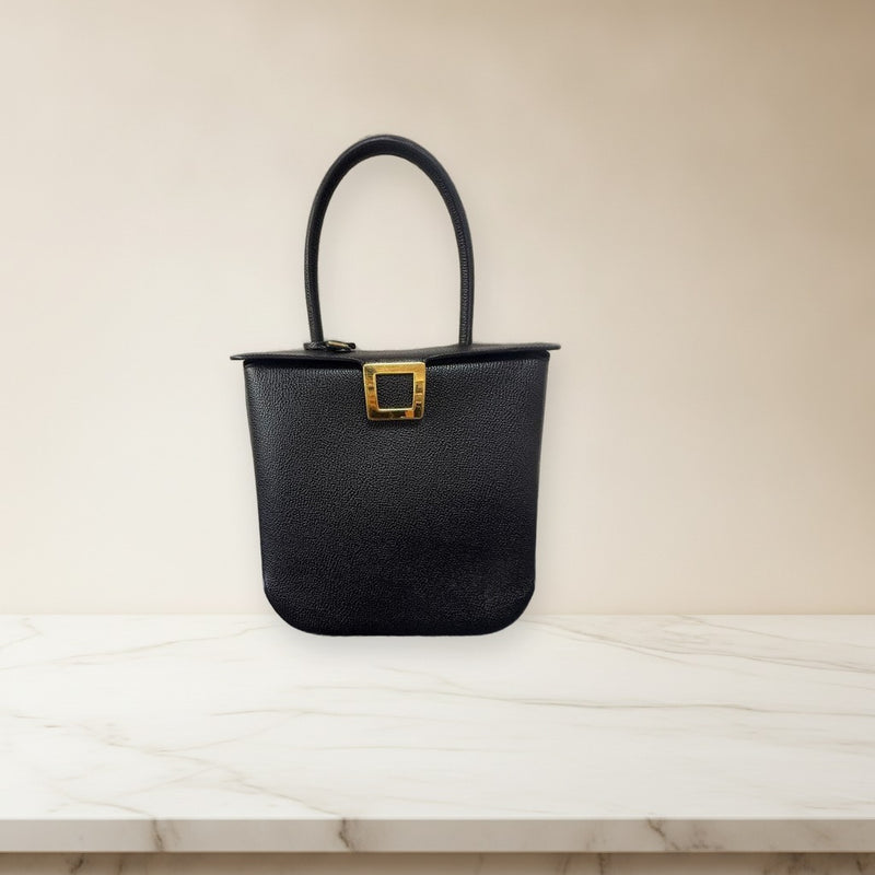 Delvaux Leather Tote Bag Black Metal Hardware