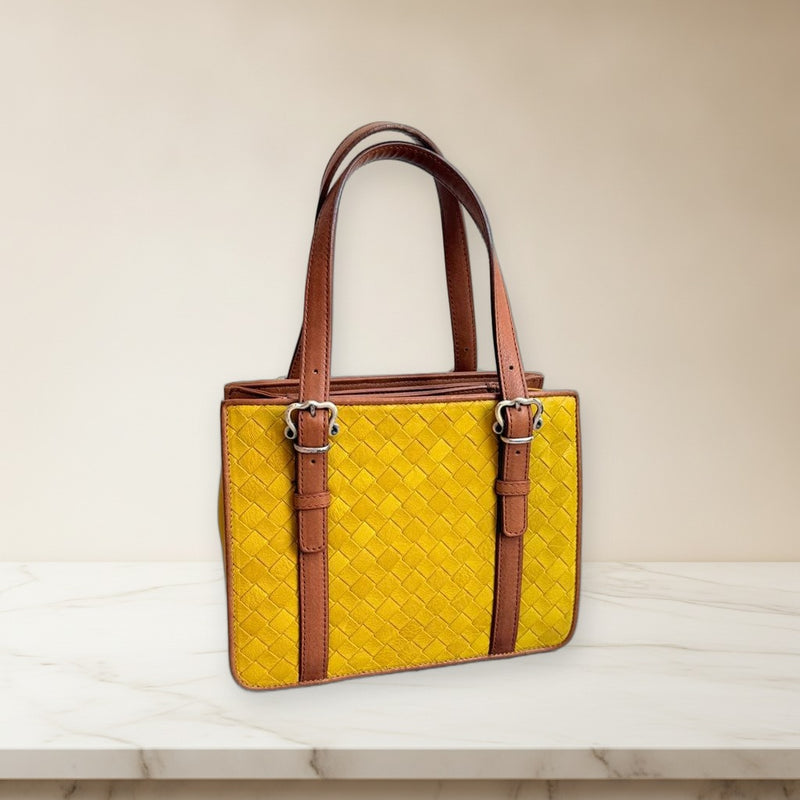 Bottega Veneta Intrecciato Tote Bag Leather Yellow Brown