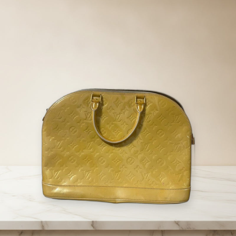 Monogram Vernis Tote Bag Handbag Leather