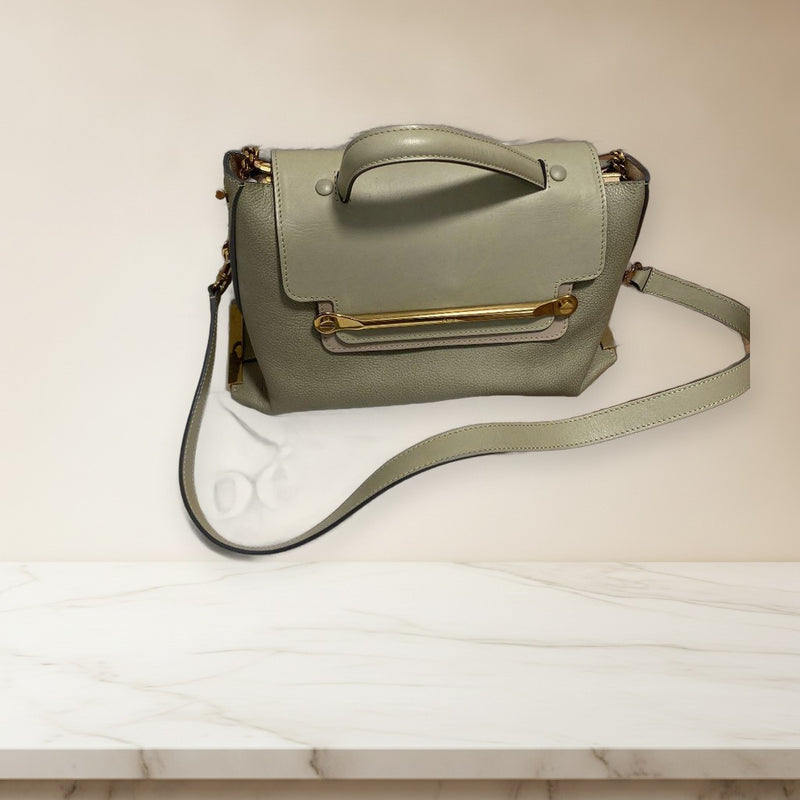 Chloe 2-Way Handbag Shoulder Bag Crossbody Leather Greige