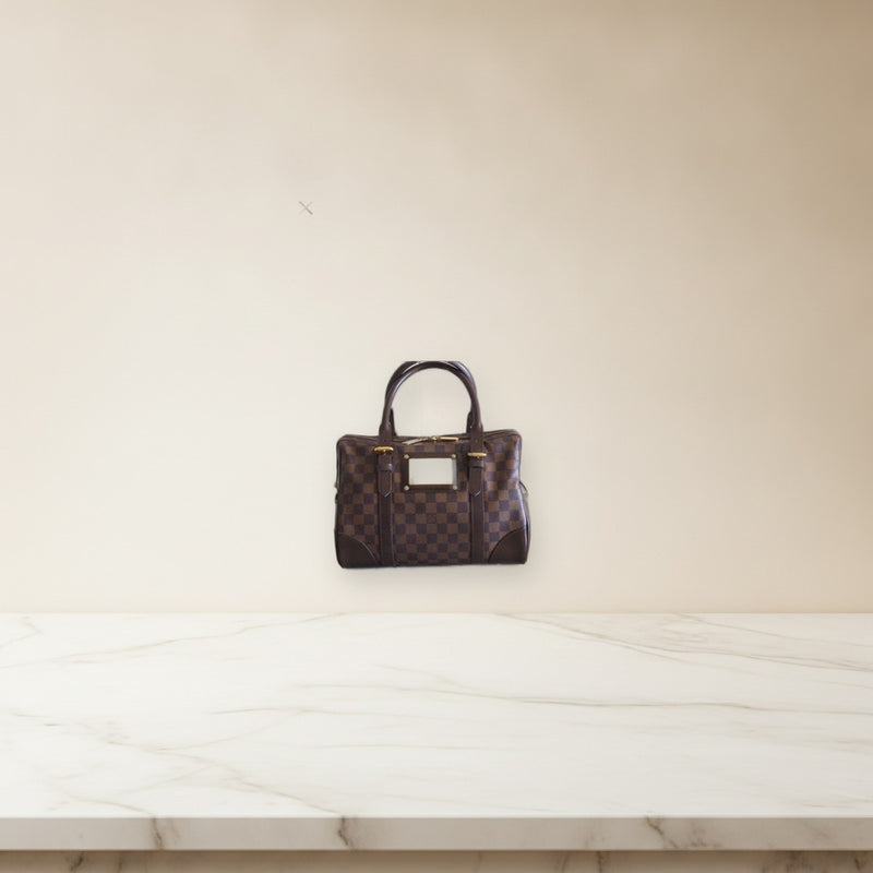 Louis Vuitton Damier Handbag Double Handle Gold Plate