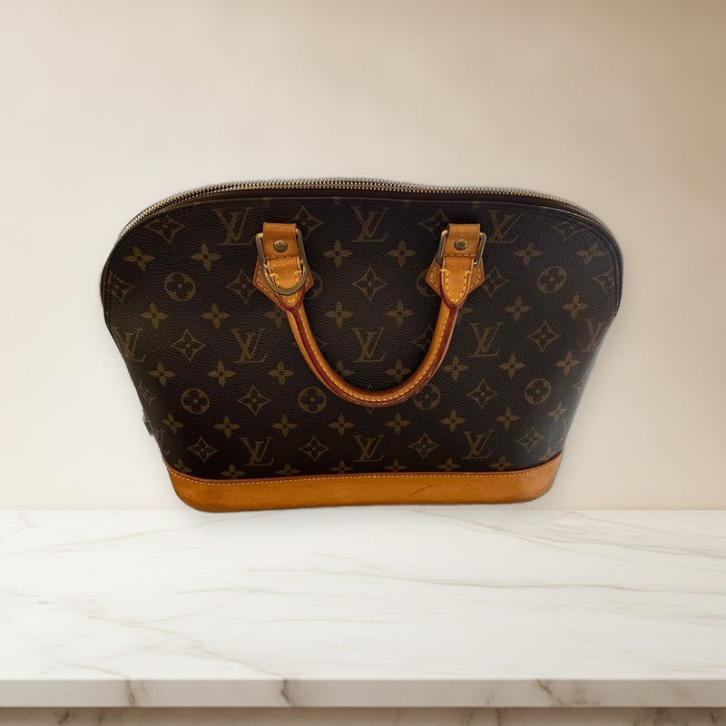 Louis Vuitton Alma Handbag Monogram Canvas Leather Shoulder Bag