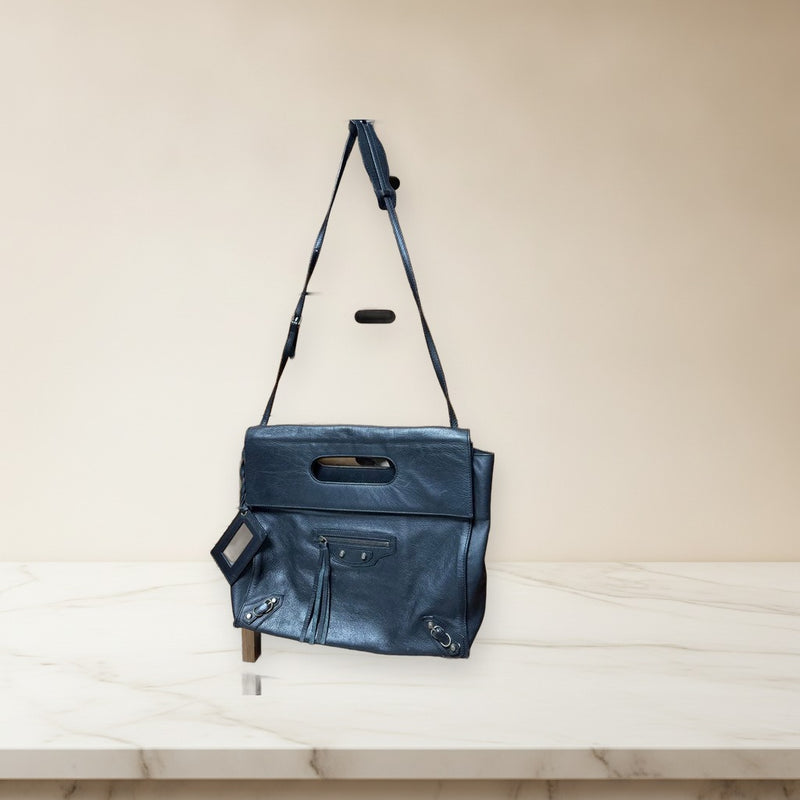Balenciaga Editors Bag 2-Way Shoulder Bag Black Leather