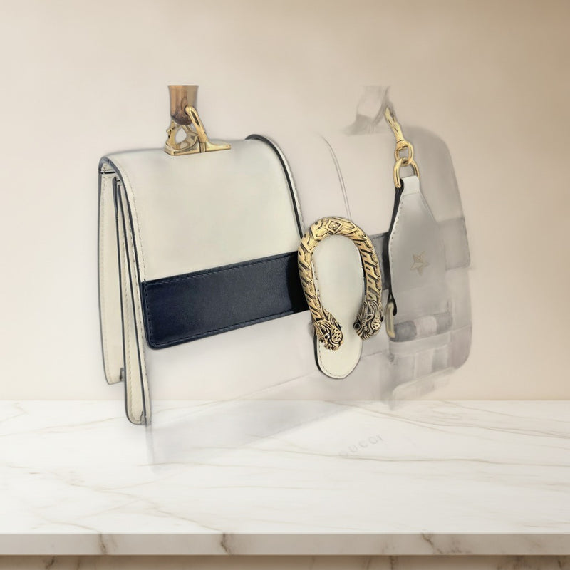 Gucci Dionysus Bamboo 2-Way Handbag Shoulder Bag Turquoise Ivory Blue Red