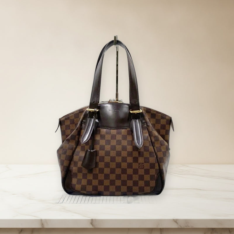 Louis Vuitton Damier Verona Mm N41118 Handbag Canvas Leather Brown