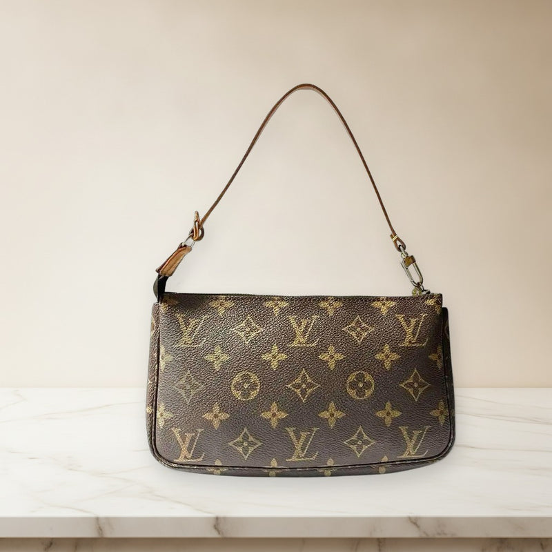 Louis Vuitton Monogram Accessoires Pochette Handbag Canvas Brown